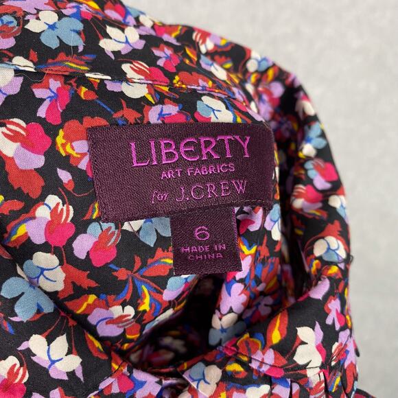 J. Crew Liberty Art Fabrics Sarah Floral Tie Neck Button Front Blouse Size 6 - Picture 7 of 8